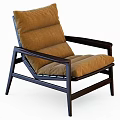 Comfortable Brown Cushioned Leisure Chair With Dark Wooden Frame Modern Design