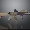 Modern Tactical Assault Rifle With Tan Black Finish Scope Textured Grip And Magazine
