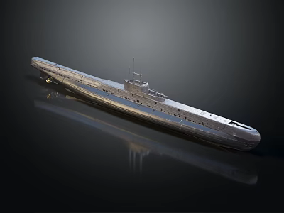 Detailed Submarine 3D Model with Streamlined Hull and Conning Tower Design 3d model