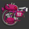 Pink Vintage Motorcycle With Number 5 And Wallys Roses Design