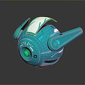 Blue Spherical Cosmic Robot With Mechanical Arms And Glowing Components For Space Exploration
