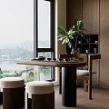 Modern tea table and chair balcony tea table and chair combination 3d model