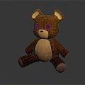 Brown Knitted Teddy Bear Doll With Yellow Belly Black Eyes And Sitting Position