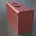 Red Toolbox For Hardware Tools With Metal Latches Handle And White Stripes