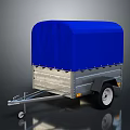 Aluminum Cargo Trailer With Blue Cover And Wheel Hitch For Transport