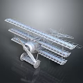Vintage Biplane Model Featuring Detailed Metal Structure And Multiple Wings 3d model
