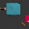 Blue Locker With Number 20 Baseball Bat And Small Pink Accessories Colored Pencils