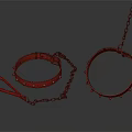 Spiked Metal Rings With Attached Chain And Leather Strap Design Elements 3d model