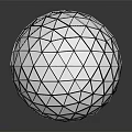 Geometric Transparent Sphere With Polyhedral Facets And Reflective Surface On Dark Background