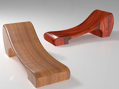 Curved Wooden Leisure Chairs With Different Wood Tones For Home Relaxation 3d model
