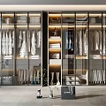 Modern Wardrobe Interior With Glass Doors Hanging Clothes And Layered Storage Design