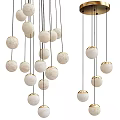 Modern Spherical Pendant Light With White Marble And Gold Hanging Design