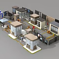 Various Security And Traffic Facilities 3D Models Including Kiosks Barriers And Signage