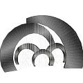 Modern Ornament Decoration Set With Black Curved Structures And Hanging Lines