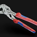 Professional Adjustable Wrench With Red And Blue Handles Silver Metal Body