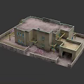 Traditional Earth-Toned Residential Building With Walled Compound Flat Roof Windows And Doorways