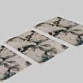 Modern Abstract Pattern Square Rug with Blue Green Brown Artistic Ink Inspired Design