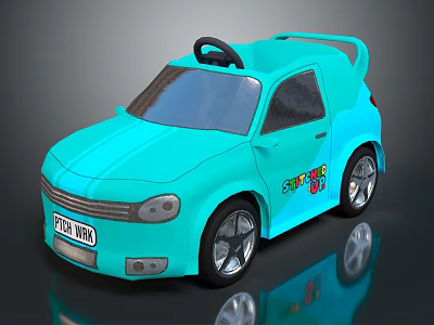 Blue Electric Toy Car Sparkle Car for Kids with Silver Wheels Fun Design 3d model