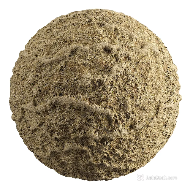 Natural Textured Round Component With Moss Covered Surface And Rough Exterior 3d model 