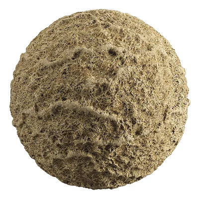 Natural Textured Round Component With Moss Covered Surface And Rough Exterior 3d model