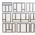 Various Modern Window Designs Featuring Glass Panels and Metal Frames 3d model