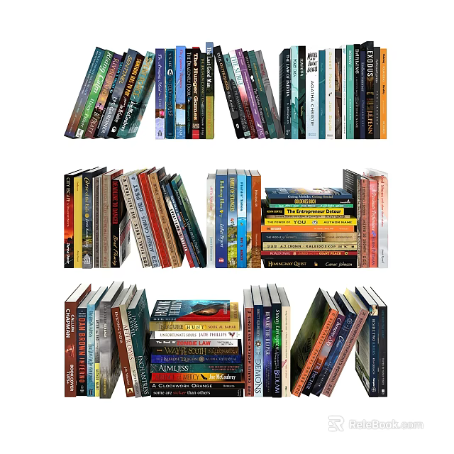 Colorful Stacked Books And Magazines With Diverse Covers And Arranged Styles 3d model 