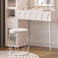 Modern White Dressing Table Interior Design With Mirror Drawers Stool And Window Decor 3d model