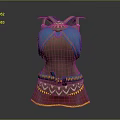 Traditional Ethnic Vest Featuring Blue Straps Brown Body Red Fringed Hem And Decorative Patterns