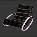 Modern Lounge Chair With Black Fabric And Silver Metal Curved Frame