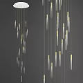 Modern Contemporary Chandelier With Long Transparent Tubes And Golden Top Accents For Interior Decoration