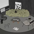 Sofa Coffee Table Combination Fabric Sofa Python Sofa Creative Sofa Leisure Chair Glass Coffee Table Special-shaped Sofa 3d model