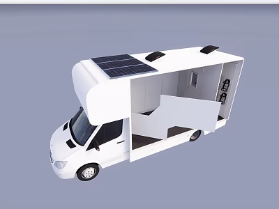 Mobile Public Facility Vehicle With Solar Panels And Open Interior Space 3d model
