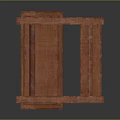 Brown Wooden Decorative Structure With Vintage Design Crafted Supports And 3D Rendered Details