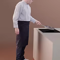 Man In White Shirt And Dark Apron Using Spatula On White Stove With Black Panel