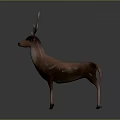 Realistic Deer Sculpture With Large Antlers Standing On Gradient Background 3d model
