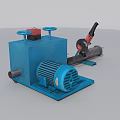 Blue Industrial Mechanical Equipment Featuring Electric Motor Control Panel And Handwheels 3d model