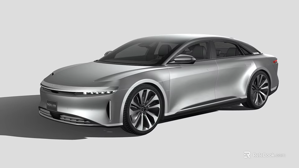 Modern Silver Electric Sedan With Sleek Exterior LED Headlights And Large Alloy Wheels 3d model 
