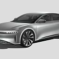 Modern Silver Electric Sedan With Sleek Exterior LED Headlights And Large Alloy Wheels