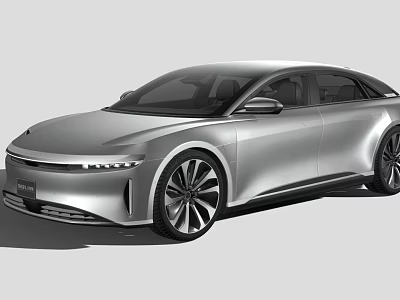 Modern Silver Electric Sedan With Sleek Exterior LED Headlights And Large Alloy Wheels 3d model