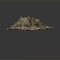 Natural Plant Tree Stump Decor With Dried Leaves On Circular Base 3d model