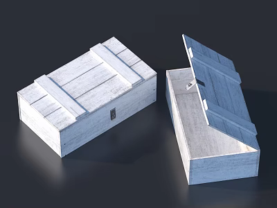 Wooden Storage Boxes One Open and One Closed With Simple Wooden Structure and Lid 3d model