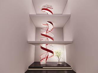 modern revolving staircase villa revolving glass handrail staircase 3d model