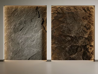 Natural Textured Stone Background Wall Featuring Gray And Brown Surfaces For Interior Decor 3d model