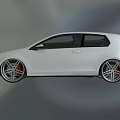 White Sporty Hatchback Car With Black Roof And Alloy Wheels Red Brake Calipers