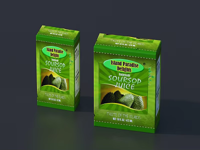 Decorative Display Set of Island Paradise Blended Soursop Juice Packaging Boxes 3d model