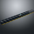 Asphalt Road With White Dashed Lanes Yellow Edge Stripes And Small Car