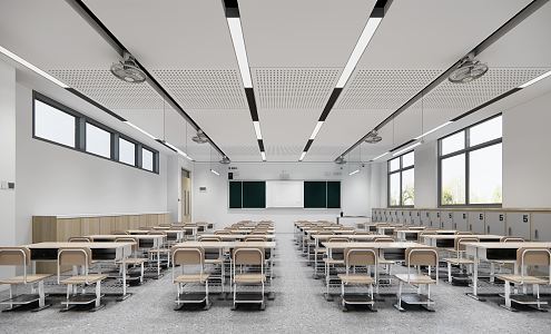 Modern classroom school ordinary classroom 3d model