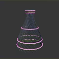Woven Rattan Household Decor Item With White Ring Accents And Conical Shape