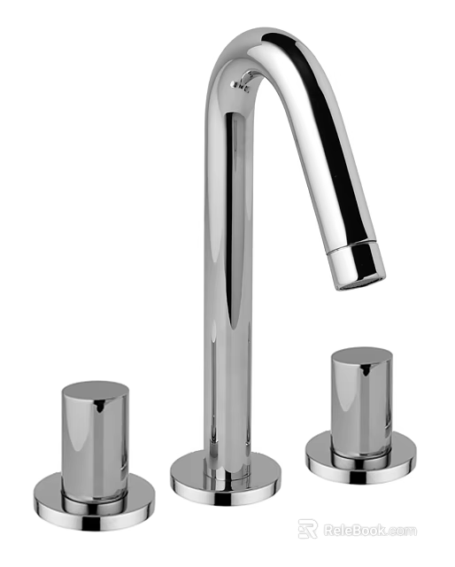 Modern Chrome Faucet With Sleek Polished Design And Two Handle Controls 3d model