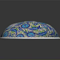 Decorative Household Lid With Blue Green Floral Patterns And White Trim